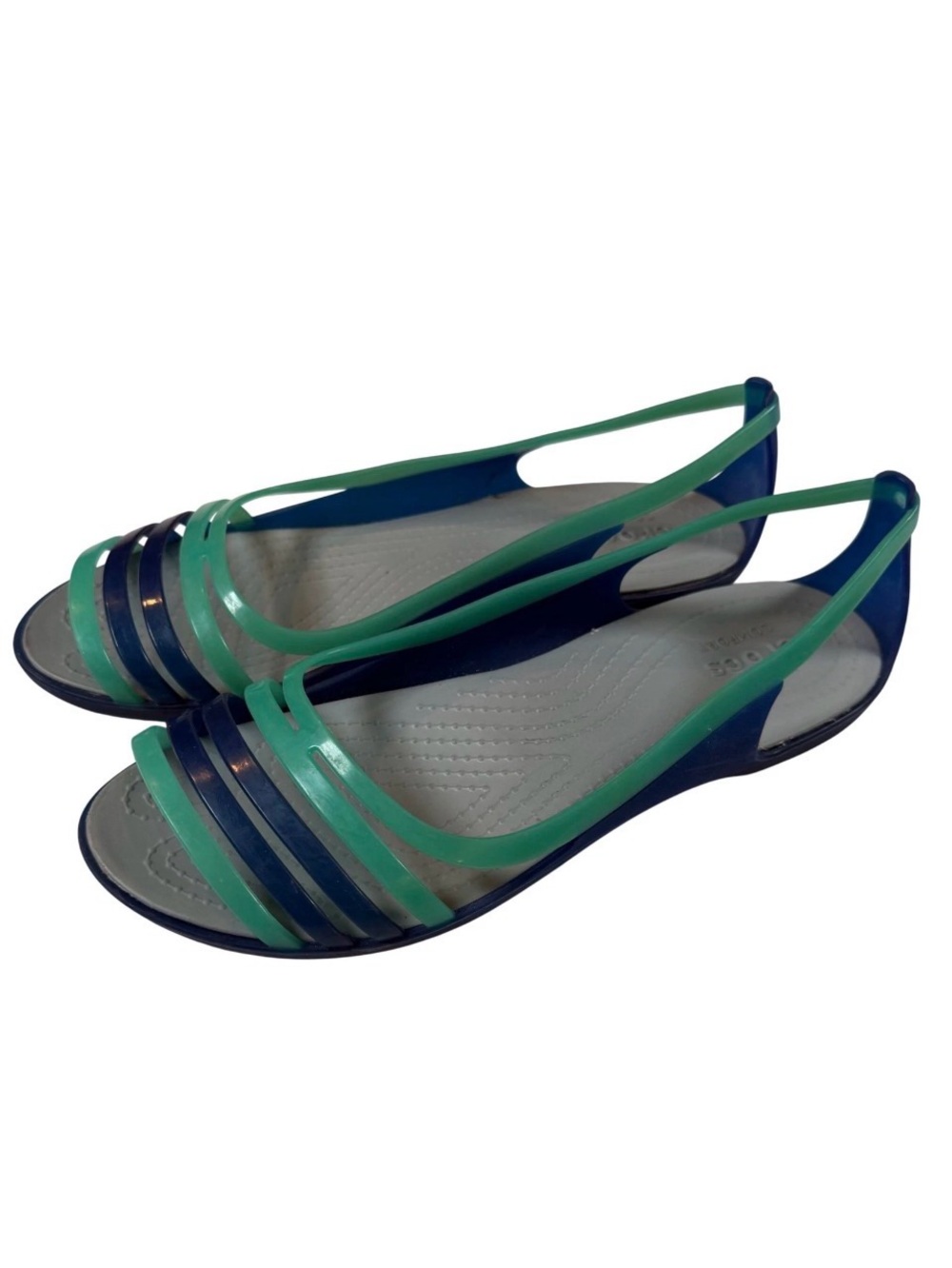 Crocs Isabella Women’s US 8 Blue/Turquoise Open-Toe Huarache Flat Slip-On Sandal